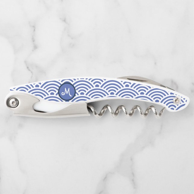 Japanese Wave Pattern and Monogram Waiter's Corkscrew (Front)