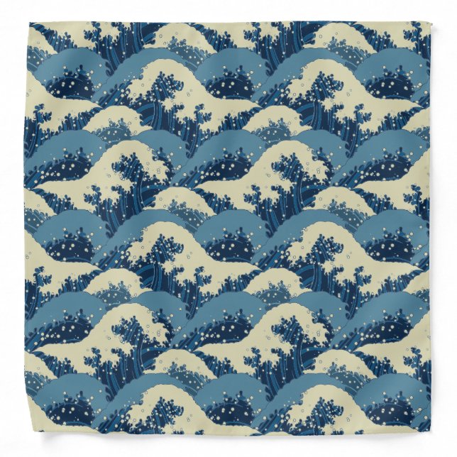 Japanese wave pattern bandana (Front)