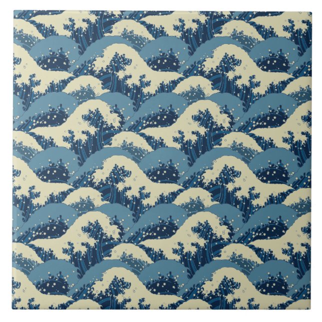 Japanese wave pattern ceramic tile (Front)
