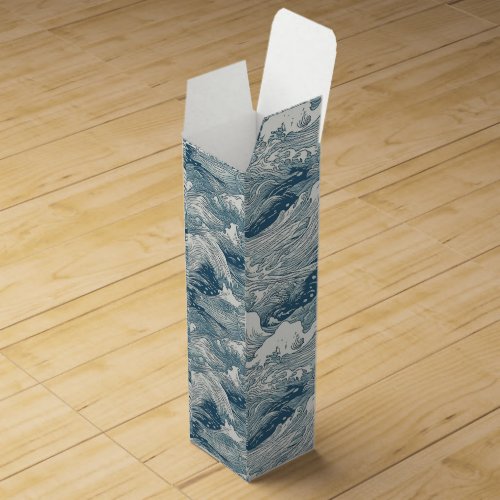 Japanese Wave Pattern Design for Wrapping Paper Wine Box