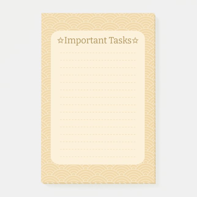 Japanese Wave Pattern- Important Task Post-it Notes (Front)