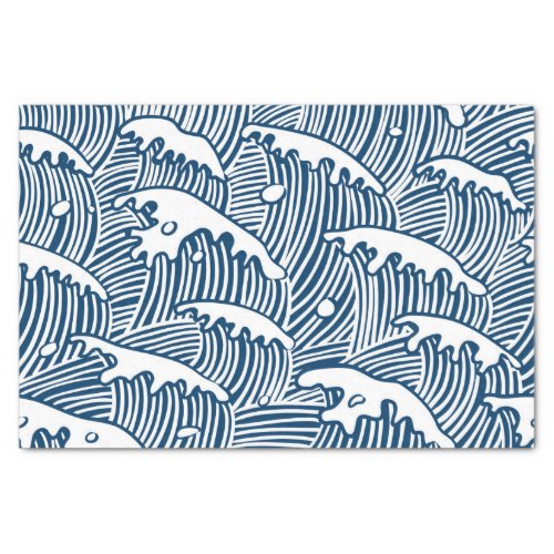 JAPANESE WAVE PATTERN IN BLUE Tissue Paper