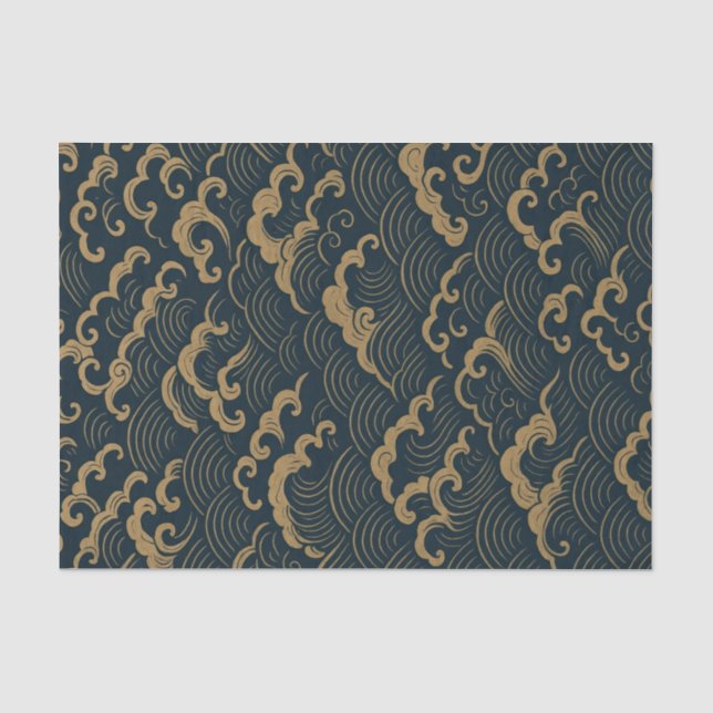 JAPANESE WAVE PATTERN IN DARK NEUTRAL TISSUE PAPER (Front)