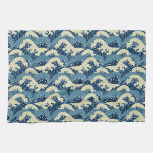Japanese wave pattern kitchen towel