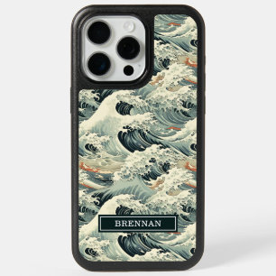 Japanese Wave Pattern Monogrammed iPhone 15 Pro Max Case