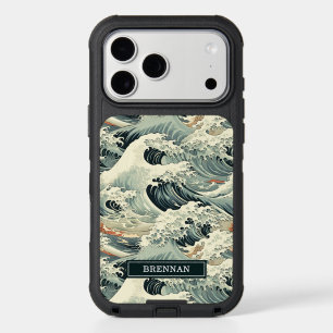 Japanese Wave Pattern Monogrammed iPhone 17 Pro Max Case