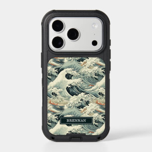 Japanese Wave Pattern Monogrammed iPhone 17 Pro Case