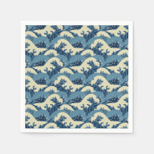 Japanese wave pattern paper napkins