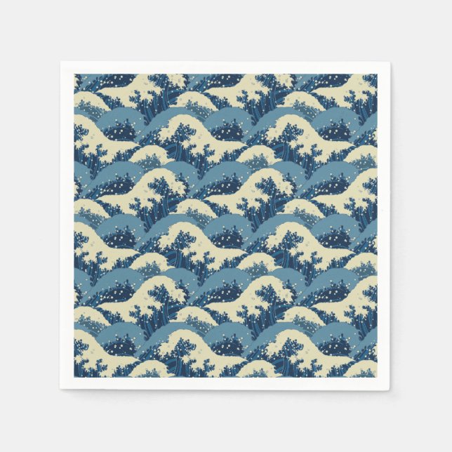 Japanese wave pattern paper napkins (Front)