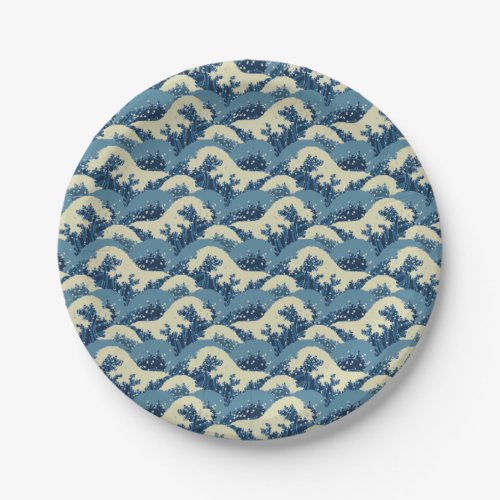 Japanese wave pattern paper plates