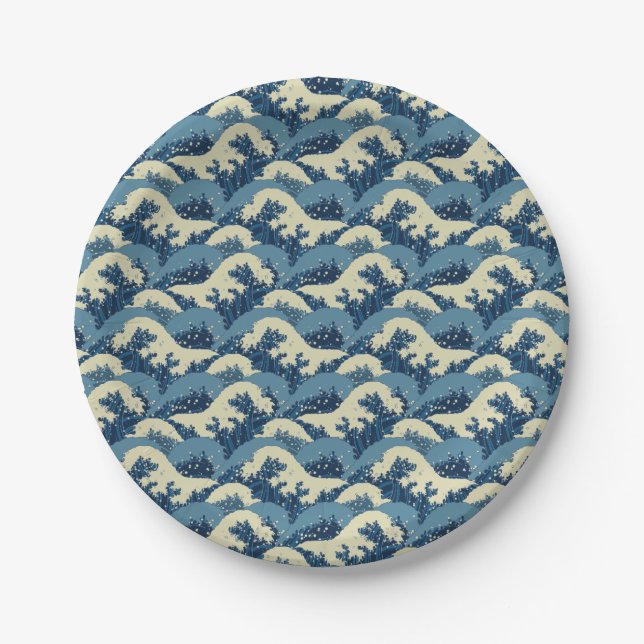 Japanese wave pattern paper plates (Front)
