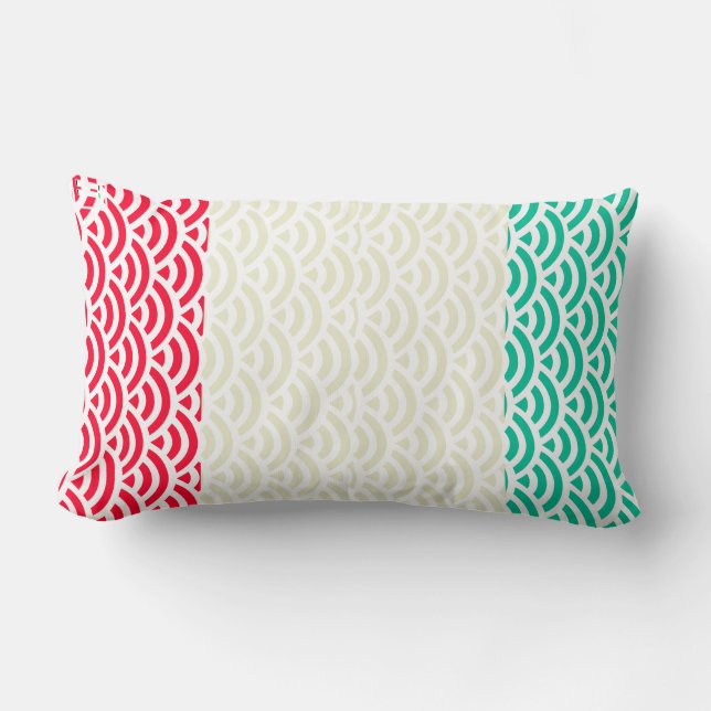 Japanese Wave Pattern Retro Colors 01 Lumbar Pillow (Front)