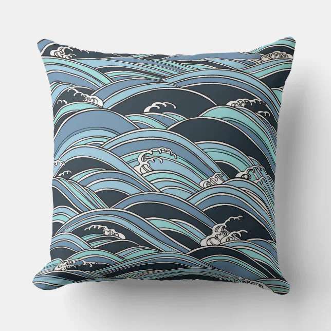 Japanese Pattern Throw Japanese wave pattern throw pillow | Zazzle