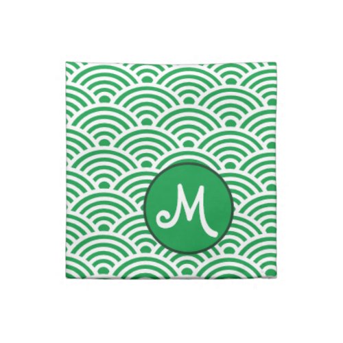 Japanese Wave Pattern with Monogram Cloth Napkin