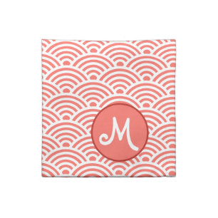 Japanese Wave Pattern with Monogram Cloth Napkin