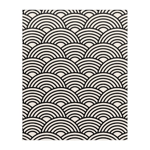 Japanese Wave Seigaiha Black And Cream White Acrylic Print