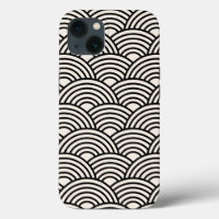 Japanese Wave Seigaiha Black And Cream White