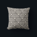 Japanese Wave Seigaiha Black And Cream White Throw Pillow<br><div class="desc">Japanese Seigaiha Wave Pattern – Black And Cream White.</div>