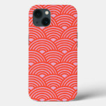 Japanese Wave Seigaiha Pattern Pink Red Iphone 13 Case at Zazzle