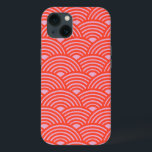 Japanese Wave Seigaiha Pattern Pink Red iPhone 13 Case<br><div class="desc">Japanese Wave Seigaiha Pattern - Pink and Red.</div>