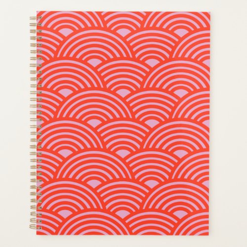 Japanese Wave Seigaiha Pattern Pink Red Planner