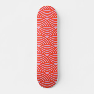 Japanese Wave Seigaiha Pattern Pink Red Skateboard