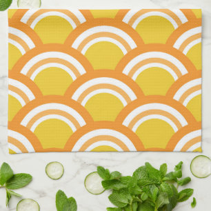 Japanese Wave Seigaiha  Pattern Yellow Orange  Kitchen Towel