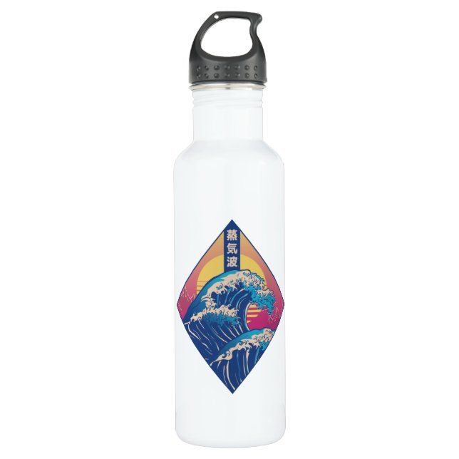 Japanese Wave Stainless Steel Water Bottle (Front)