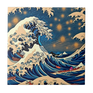 Japanese Wave Starry Sky Ceramic Art Tile