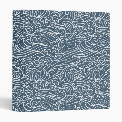 Japanese Wave Style Pattern 3 Ring Binder