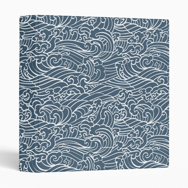 Japanese Wave Style Pattern 3 Ring Binder (Front/Spine)