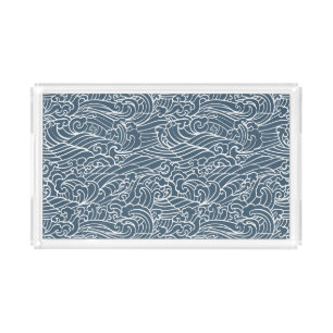 Japanese Wave Style Pattern Acrylic Tray