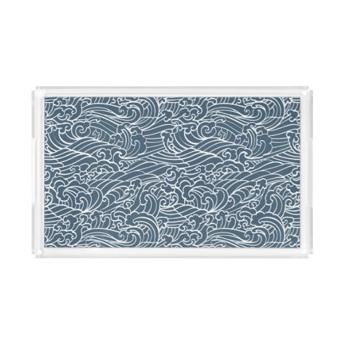 Japanese Wave Style Pattern Acrylic Tray