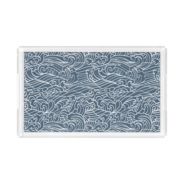 Japanese Wave Style Pattern Acrylic Tray (Front)