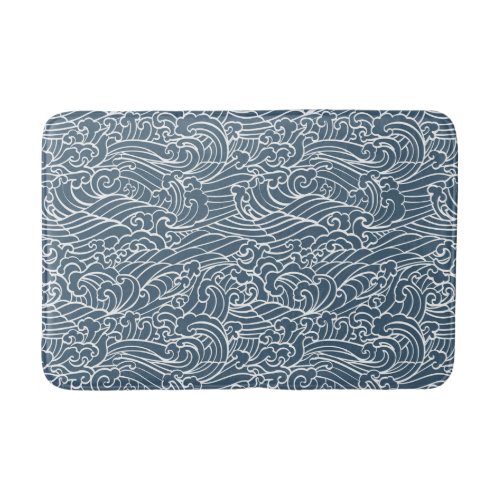 Japanese Wave Style Pattern Bath Mat