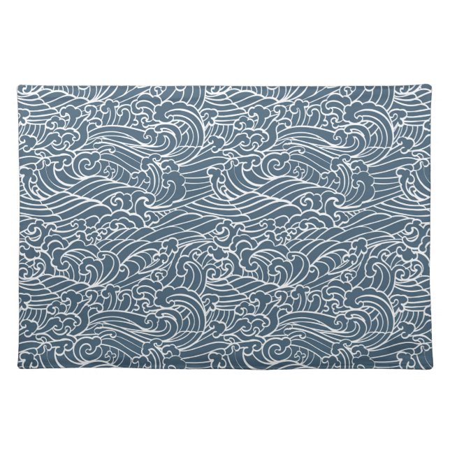 Japanese Wave Style Pattern Cloth Placemat (Front)