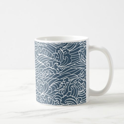 Japanese Wave Style Pattern Coffee Mug