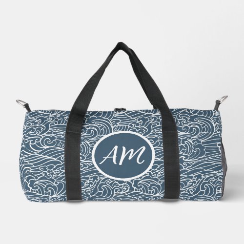 Japanese Wave Style Pattern Duffle Bag