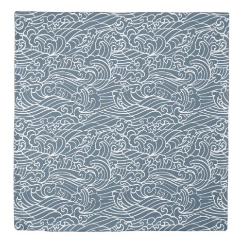 Japanese Wave Style Pattern Duvet Cover