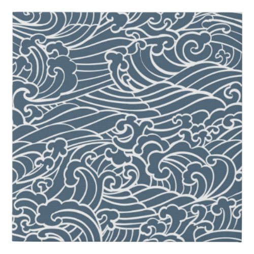 Japanese Wave Style Pattern Faux Canvas Print