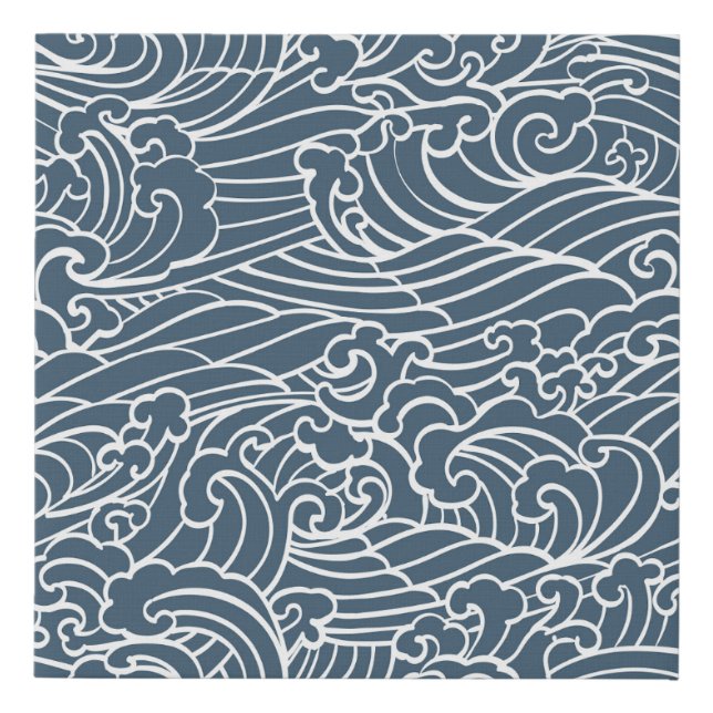 Japanese Wave Style Pattern Faux Canvas Print (Front)