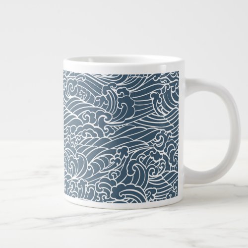 Japanese Wave Style Pattern Giant Coffee Mug