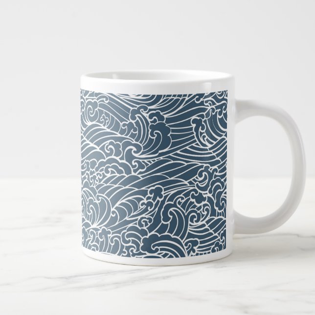 Japanese Wave Style Pattern Giant Coffee Mug (Right)