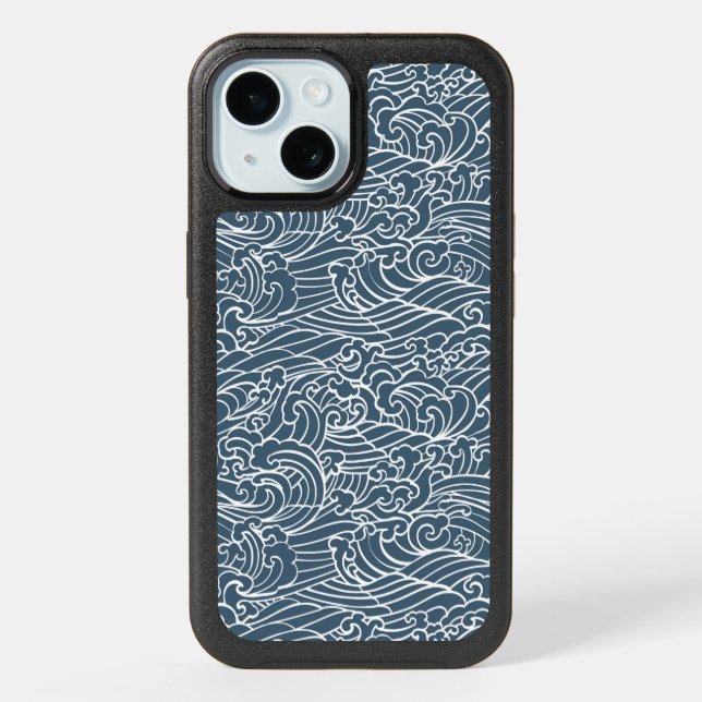 Japanese Wave Style Pattern iPhone 15 Case (Back)
