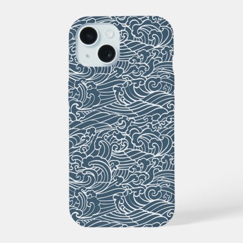 Japanese Wave Style Pattern iPhone 15 Case