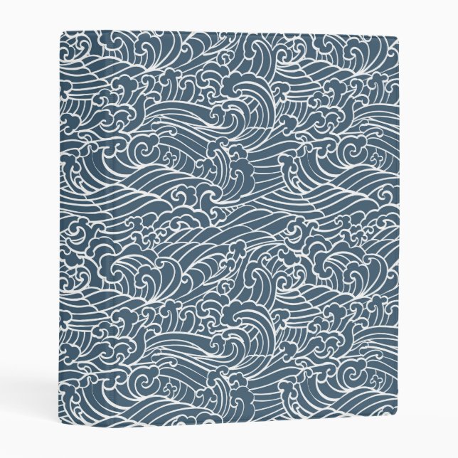 Japanese Wave Style Pattern Mini Binder (Front/Spine)