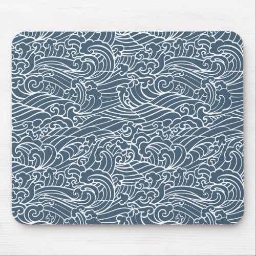 Japanese Wave Style Pattern Mouse Pad