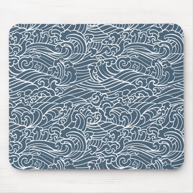 Japanese Wave Style Pattern Mouse Pad (Front)