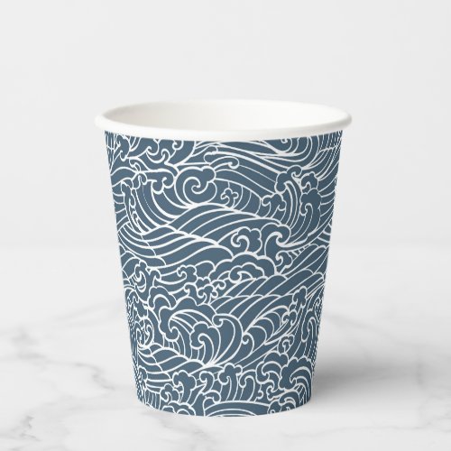 Japanese Wave Style Pattern Paper Cups