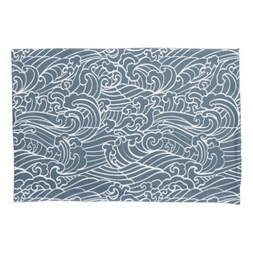 Japanese Wave Style Pattern Pillow Case